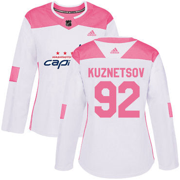 Adidas Washington Capitals 92 Evgeny Kuznetsov White Pink Authentic Fashion Womens Stitched Nhl Jersey