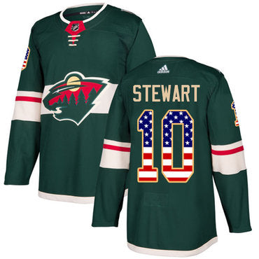 Adidas Wild 10 Chris Stewart Green Home Authentic Usa Flag Stitched Nhl Jersey
