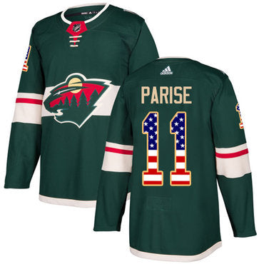 Adidas Wild 11 Zach Parise Green Home Authentic Usa Flag Stitched Nhl Jersey