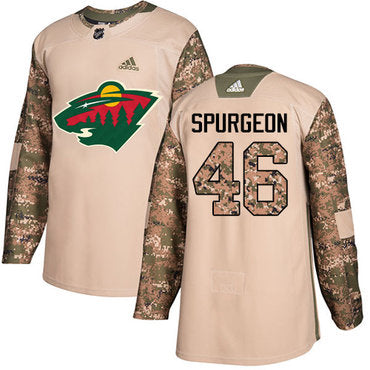 Adidas Wild 46 Jared Spurgeon Camo Authentic 2017 Veterans Day Stitched Nhl Jersey