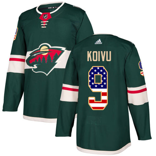 Adidas Wild 9 Mikko Koivu Green Home Authentic Usa Flag Stitched Nhl Jersey
