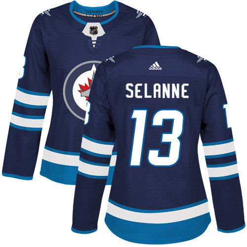 Adidas Winnipeg Jets 13 Teemu Selanne Navy Blue Home Authentic Womens Stitched Nhl Jersey