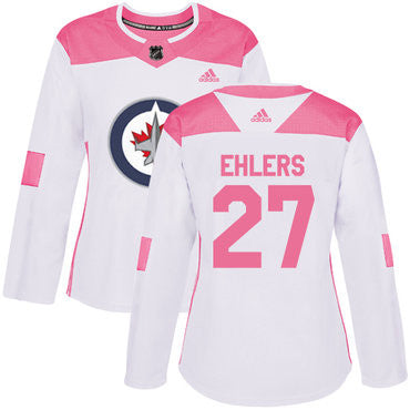 Adidas Winnipeg Jets 27 Nikolaj Ehlers White Pink Authentic Fashion Womens Stitched Nhl Jersey
