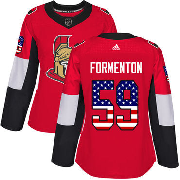 Adidas Womens Alex Formenton Authentic Red Jersey Nhl 59 Ottawa Senators Usa Flag Fashion