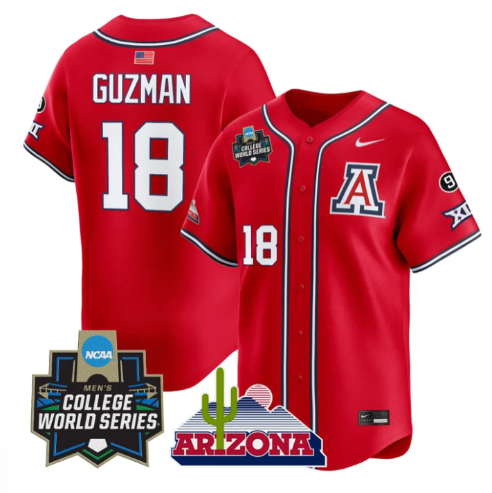 Adonys Guzman Jersey #18 Arizona Wildcats 2025 World Series Stitched Red
