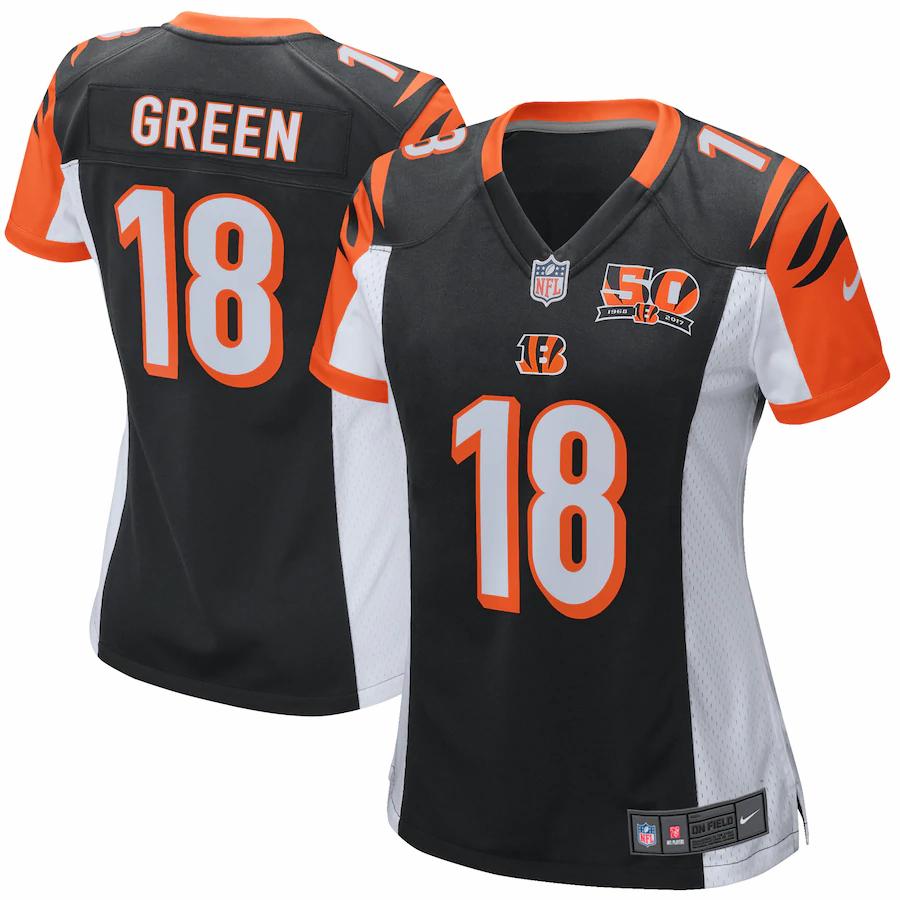 Aj Green Cincinnati Bengals Nike Womens 50th Anniversary Patch Game Jersey Black
