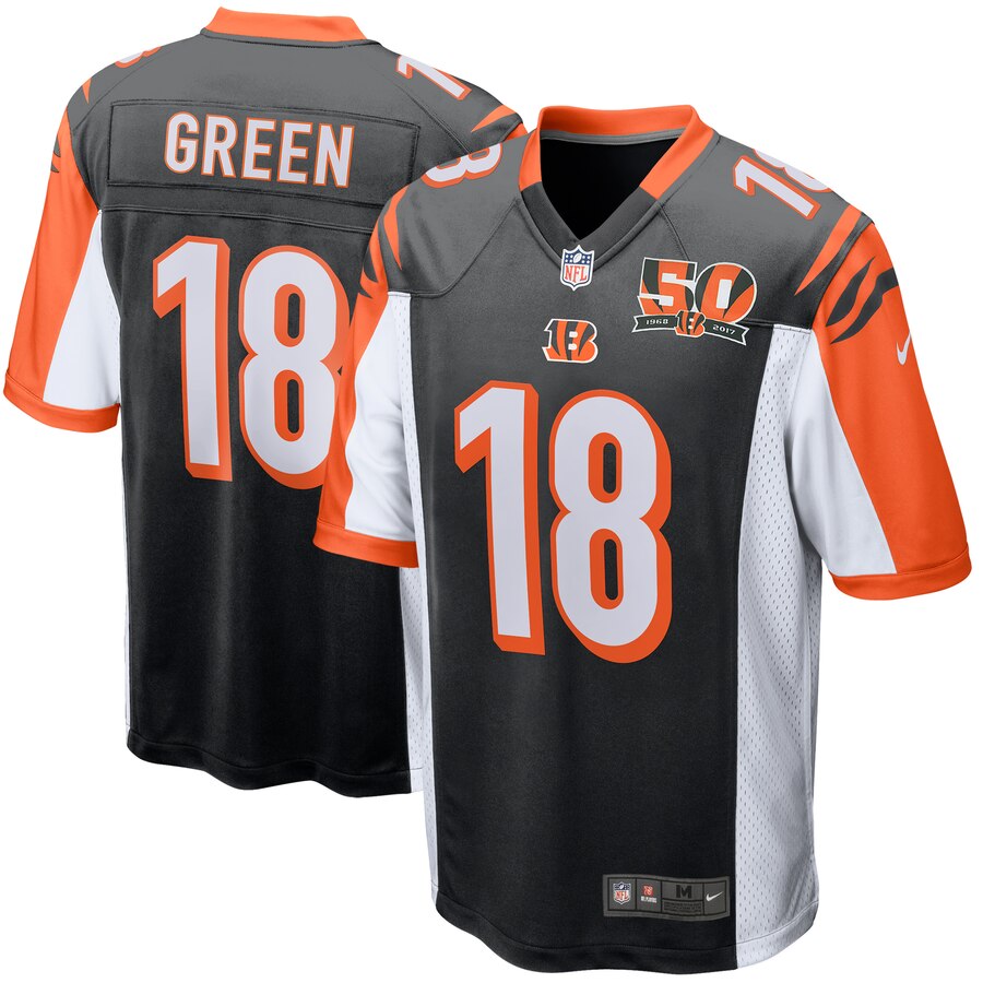 Aj Green Cincinnati Bengals Nike Youth 50th Anniversary Patch Game Jersey Black