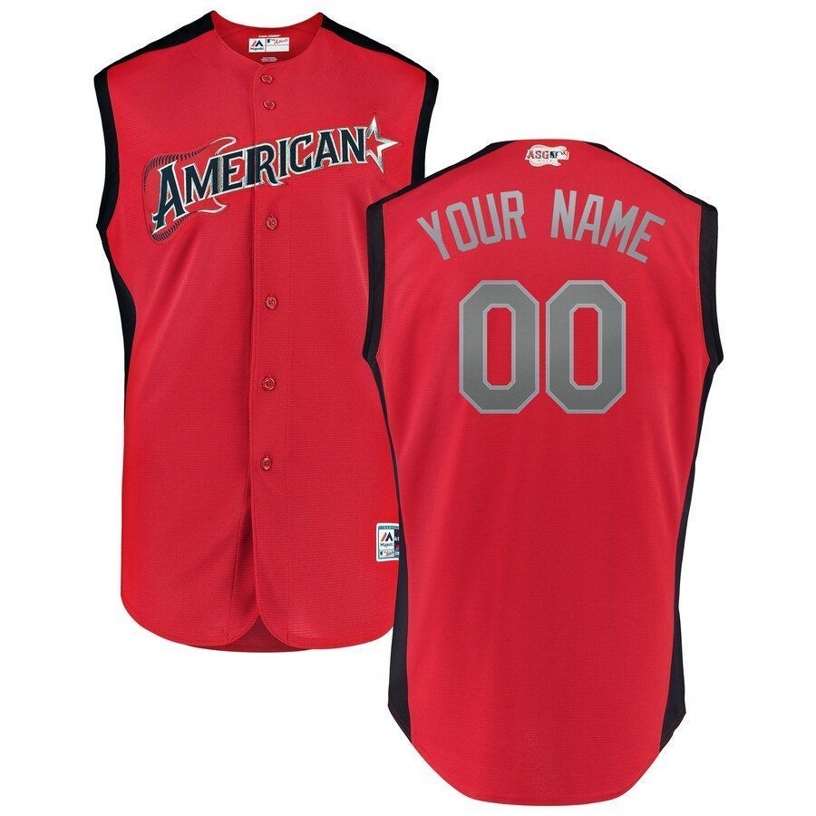 American League Majestic 2019 Mlb All star Game Workout Custom Jersey Rednavy