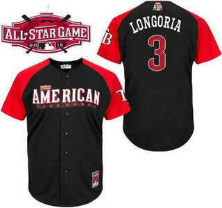 American League Tampa Bay Rays 3 Evan Longoria Black 2015 All star Game Player Jersey