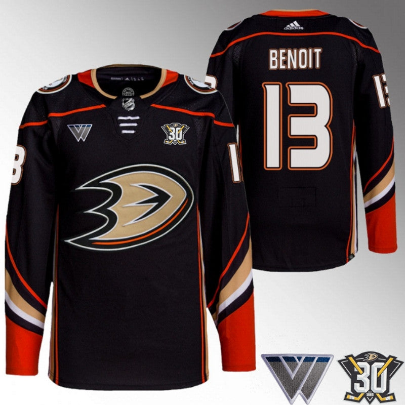 Anaheim Ducks 13 Simon Benoit Black 30th Anniversary Stitched Jersey