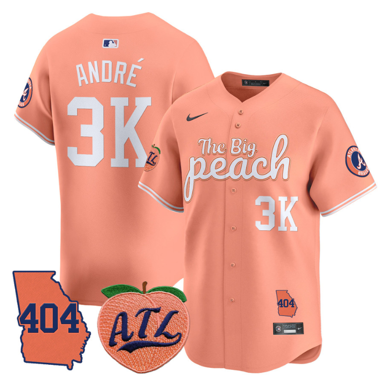 Andr Jersey #3K Atlanta Braves 404 & The Big Peach Premier Limited Stitched Peac