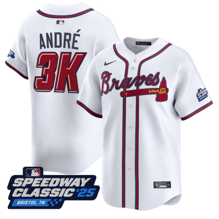 Andr Jersey #3K Atlanta Braves Speedway Classic Limited Stitched White