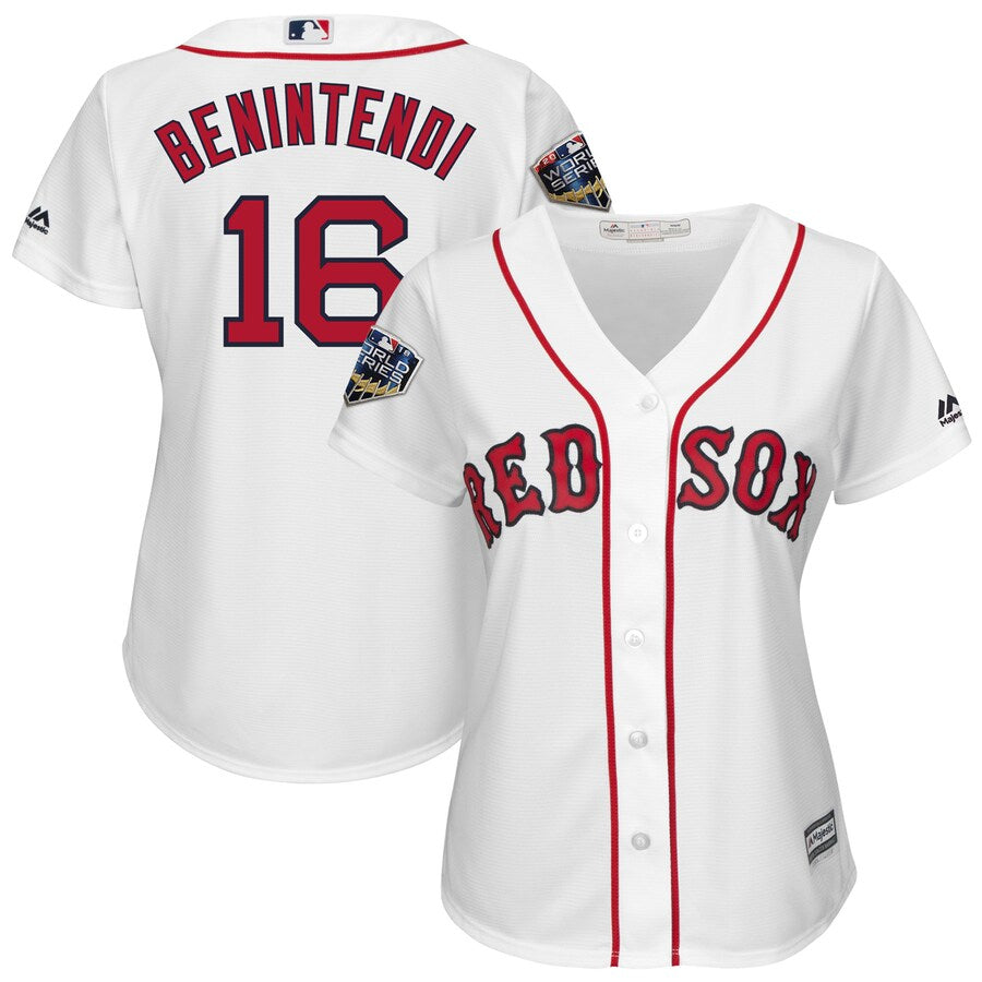 Andrew Benintendi Boston Red Sox Majestic Womens 2018 World Series Cool Base Player Jersey White