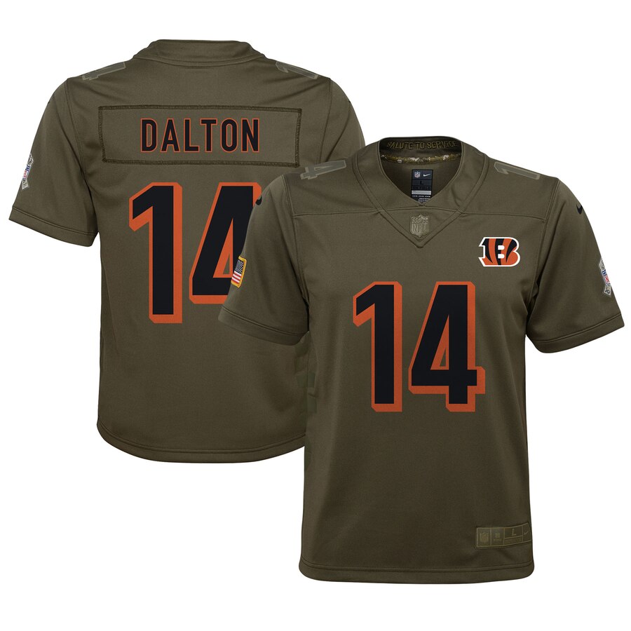 Andy Dalton Cincinnati Bengals Nike Youth Salute To Service Game Jersey Olive