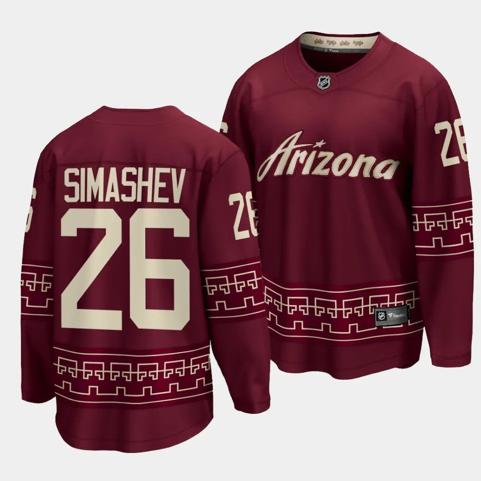 Arizona Coyotes 26 Dmitriy Simashev Alternate Garnet Jersey 2023 Nhl Draft