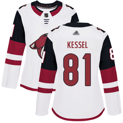 Arizona Coyotes 81 Phil Kessel White Road Authentic Womens Stitched Hockey Jersey