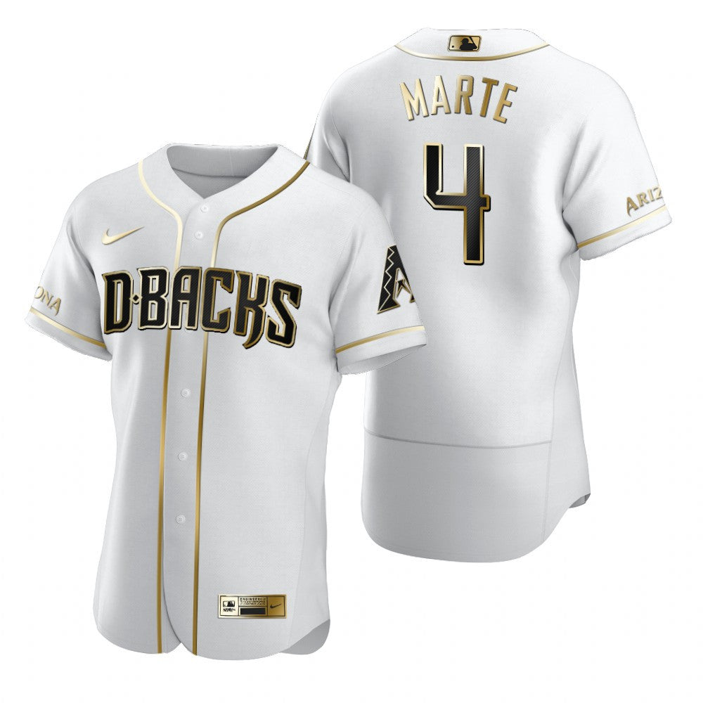 Arizona Diamondbacks 4 Ketel Marte Mlb Golden Brandedition White Jersey Gift For Diamondbacks Fans