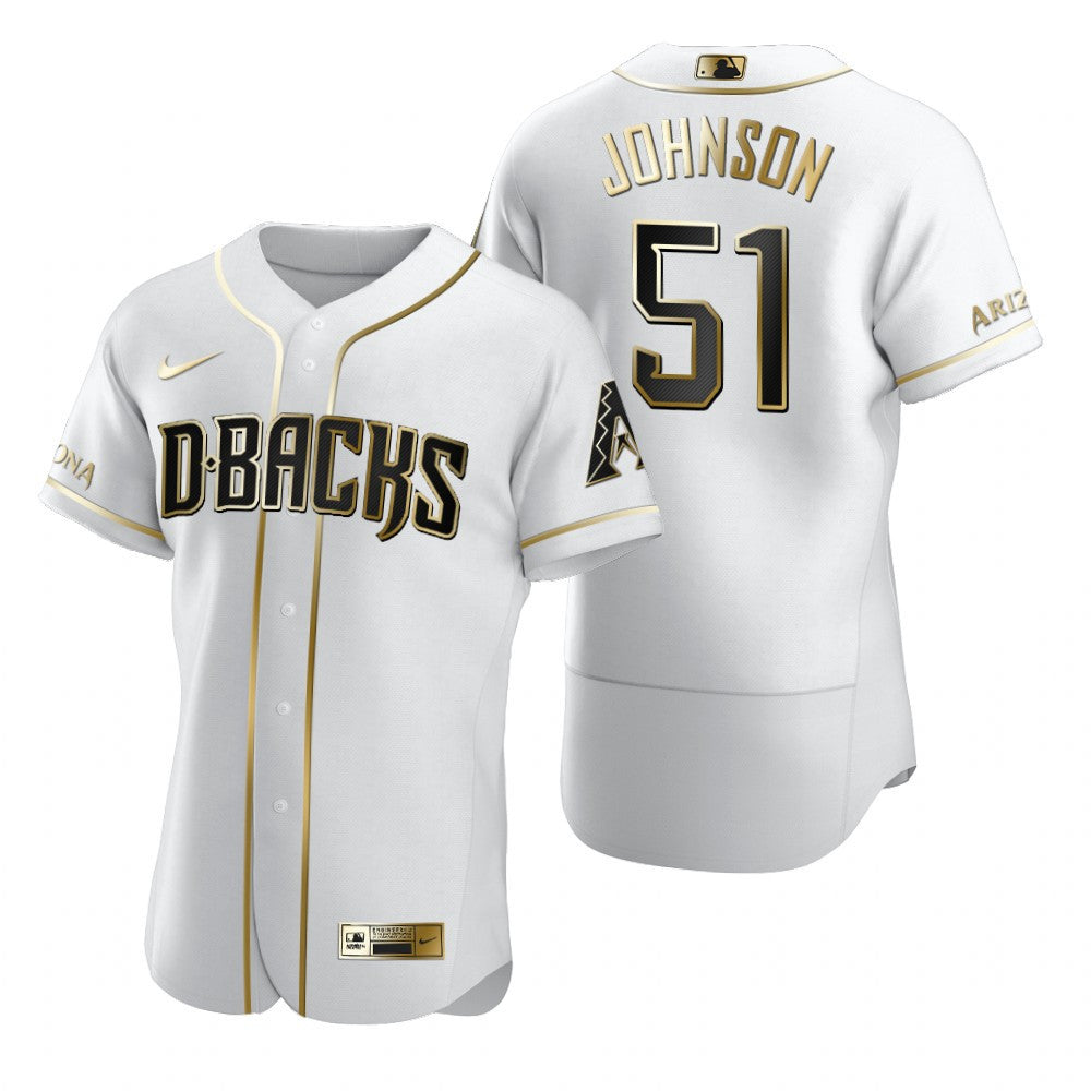 Arizona Diamondbacks 51 Randy Johnson Mlb Golden Brandedition White Jersey Gift For Diamondbacks Fans