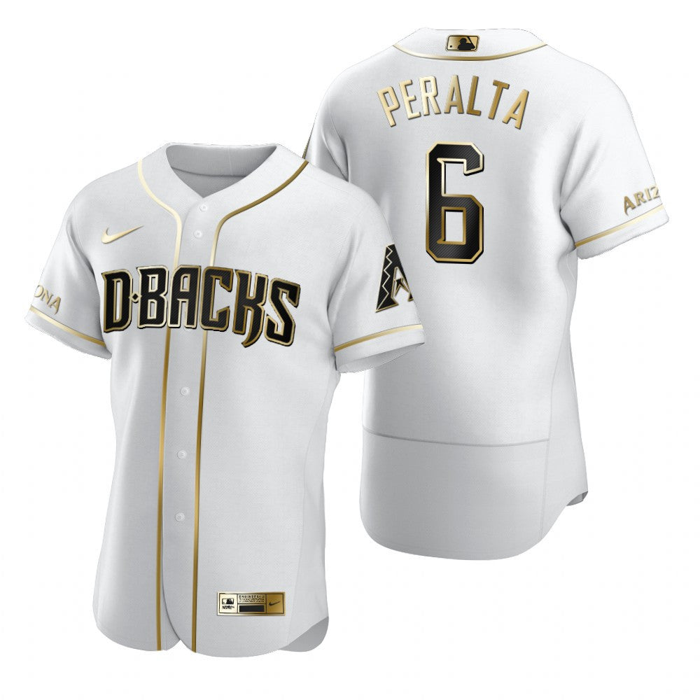 Arizona Diamondbacks 6 David Peralta Mlb Golden Brandedition White Jersey Gift For Diamondbacks Fans