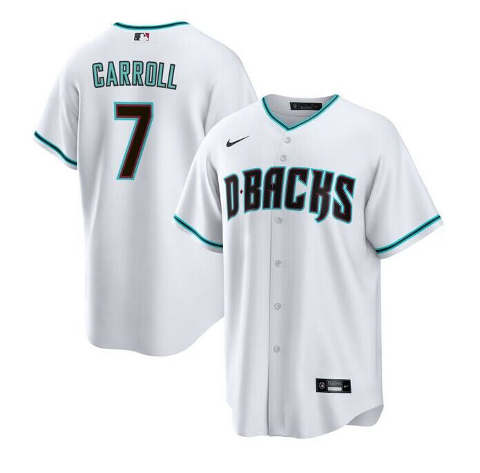 Arizona Diamondbacks 7 Corbin Carroll White Cool Base Stitched Baseball Jersey