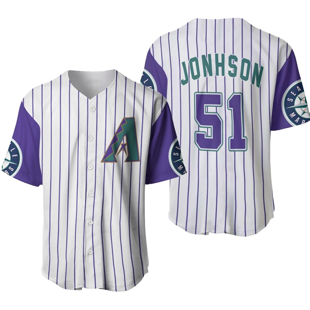 Arizona Diamondbacks Randy Johnson 51 2020 Mlb White Purple Jersey Inspired Baseball Jersey