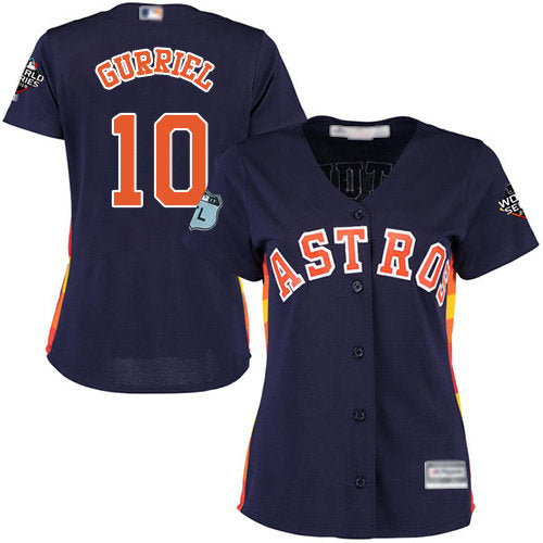 Astros 10 Yuli Gurriel Navy Blue Alternate 2019 World Series Bound Womens Stitched Baseball Jersey