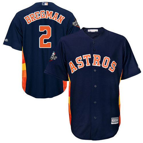 Astros 2 Alex Bregman Navy Blue New Cool Base 2019 World Series Bound Stitched Baseball Jersey