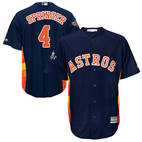 Astros 4 George Springer Navy Blue New Cool Base 2019 World Series Bound Stitched Baseball Jersey