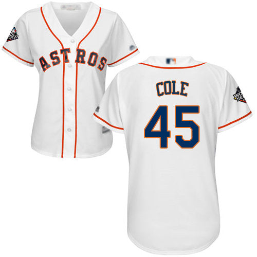 Astros 45 Gerrit Cole White Home 2019 World Series Bound Womens Stitched Baseball Jersey