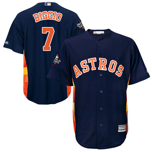 Astros 7 Craig Biggio Navy Blue New Cool Base 2019 World Series Bound Stitched Baseball Jersey