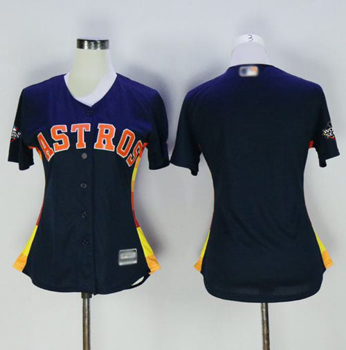 Astros Blank Navy Blue Alternate 2019 World Series Bound Womens Stitched Baseball Jersey