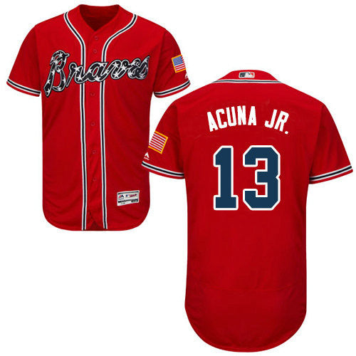 Atlanta Braves 13 Ronald Acuna Jr Red Flexbase Authentic Collection Stitched Baseball Jersey