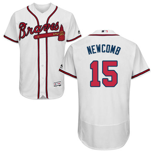 Atlanta Braves 15 Mens Sean Newcomb Authentic White Home Flex Base Baseball Jersey