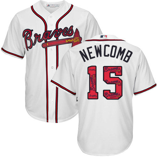 Atlanta Braves 15 Mens Sean Newcomb Authentic White Team Logo Fashion Cool Base Baseball Jersey