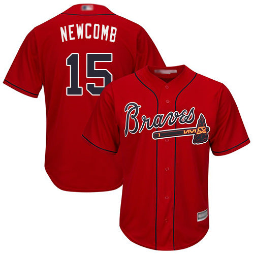 Atlanta Braves 15 Mens Sean Newcomb Replica Red Alternate Cool Base Baseball Jersey