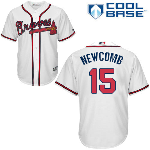 Atlanta Braves 15 Mens Sean Newcomb Replica White Home Cool Base Baseball Jersey