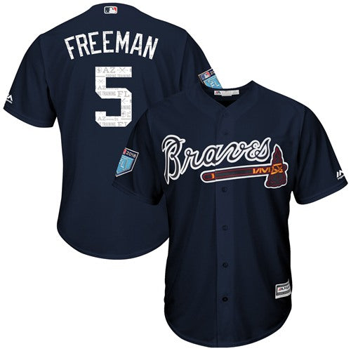 Atlanta Braves 5 Freddie Freeman Navy Blue 2018 Spring Training Cool Base Stitched Mlb Jersey