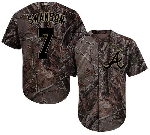 Atlanta Braves 7 Dansby Swanson Camo Realtree Collection Cool Base Stitched Mlb Jersey