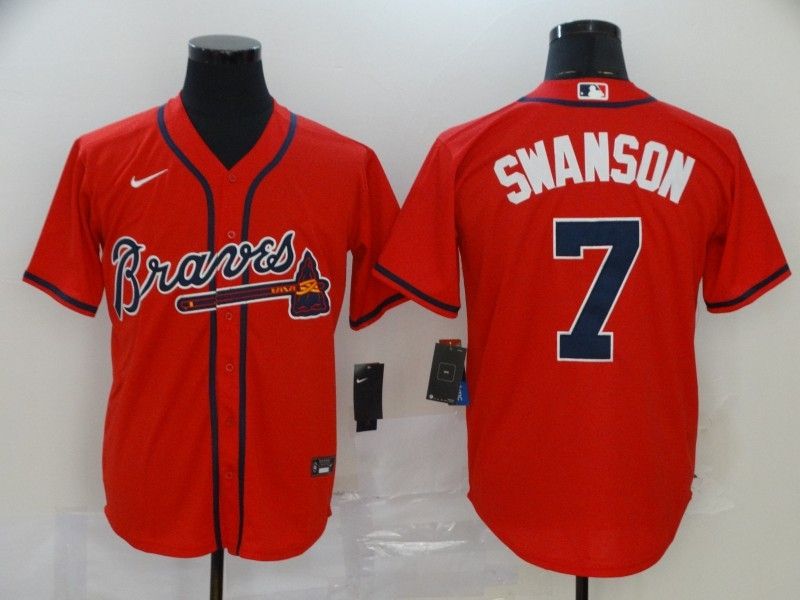 Atlanta Braves Dansby Swanson 7 2020 Mlb Red Jersey