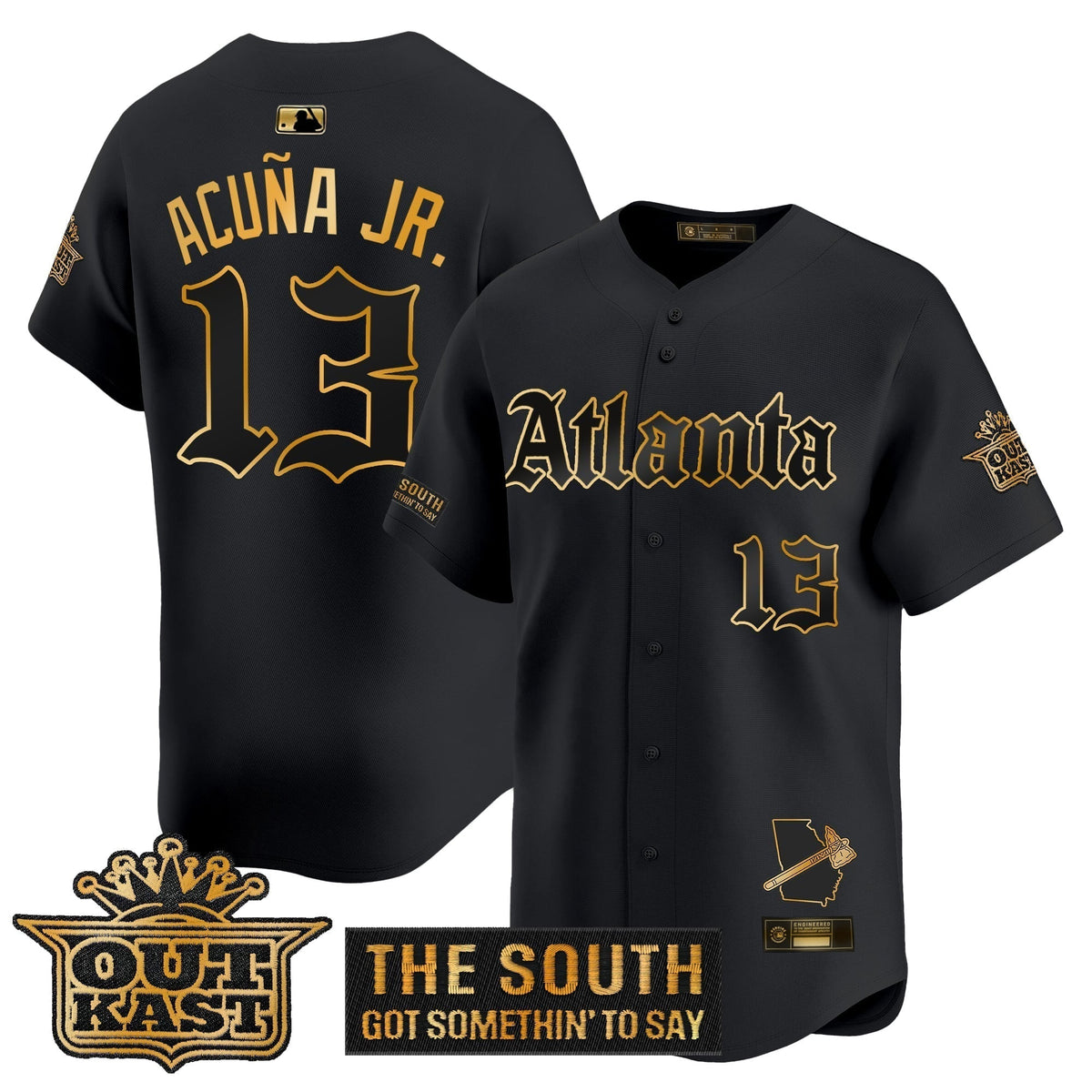 Atlanta Braves ‘Gothic South x Outkast Edition&' Gold Vapor Premier Limited Jerse