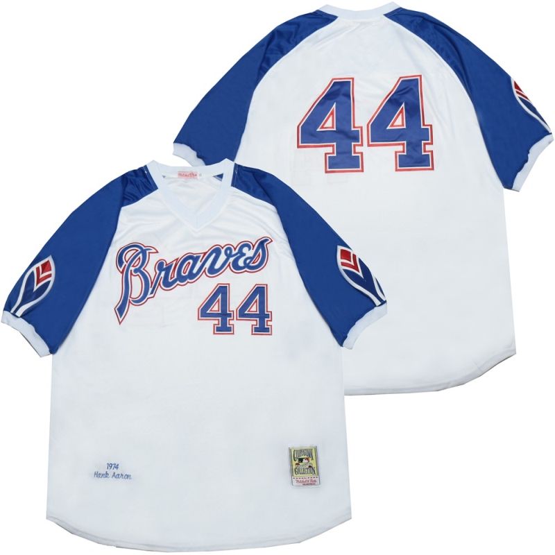 Atlanta Braves Hank Aaron 44 2020 Mlb White And Blue Jersey