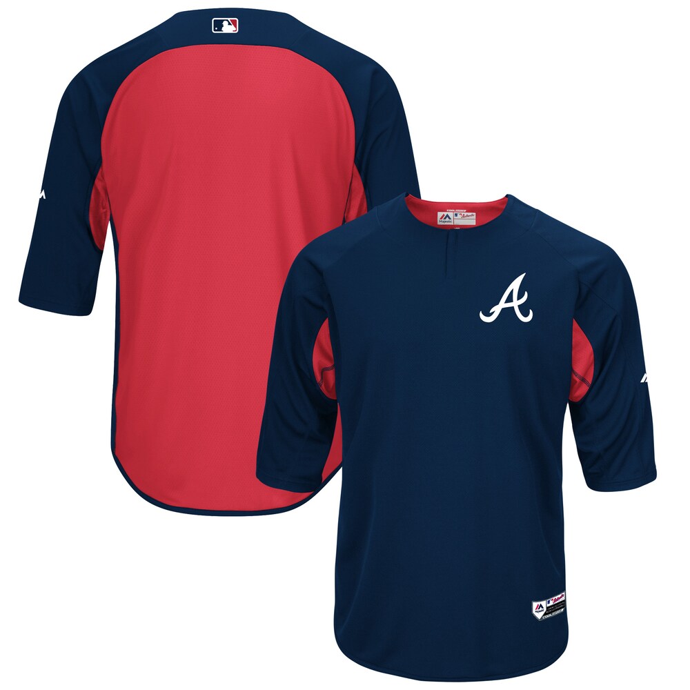 Atlanta Braves Majestic Collection On field 34 sleeve Batting Practice Jersey Navyred