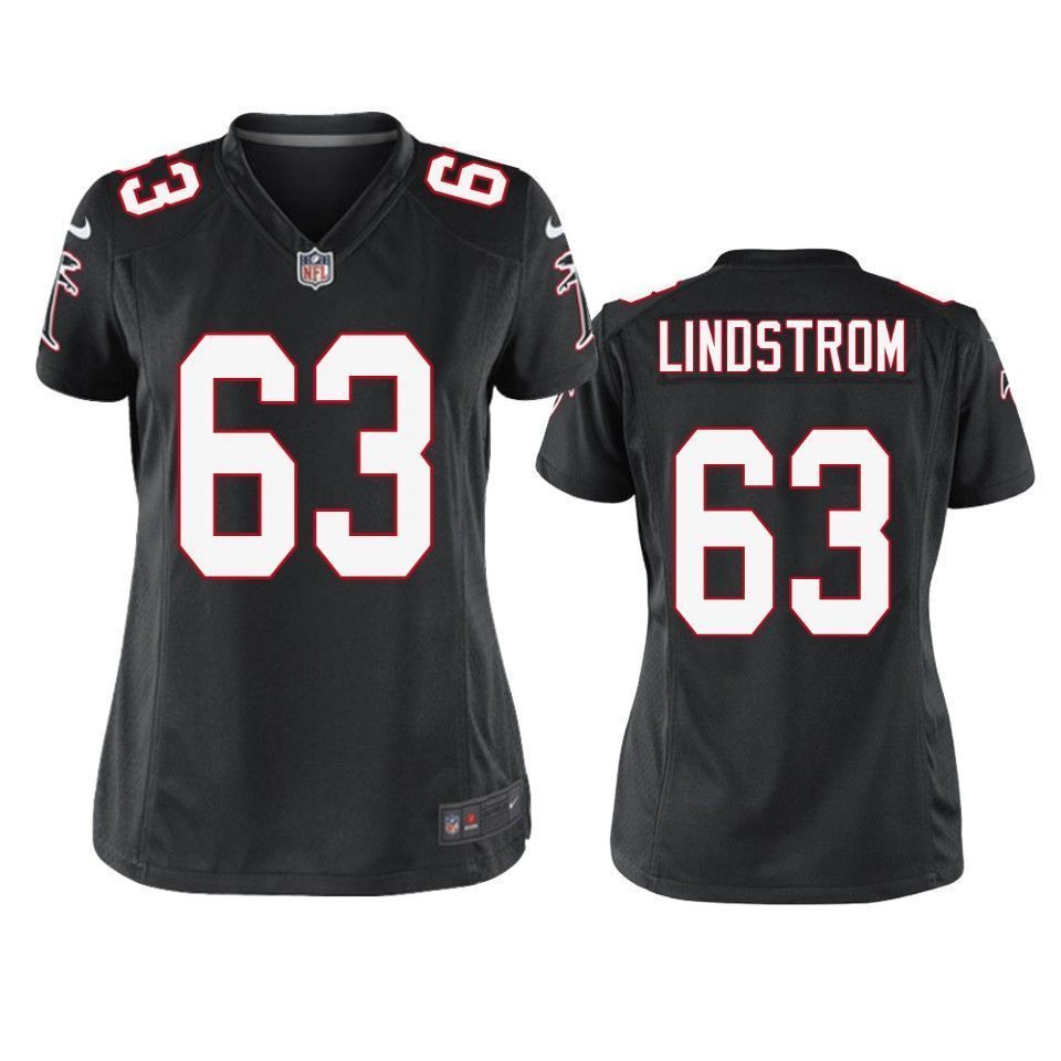 Atlanta Falcons Chris Lindstrom 2019 Nfl Draft Black Alternate Game Womens Jersey