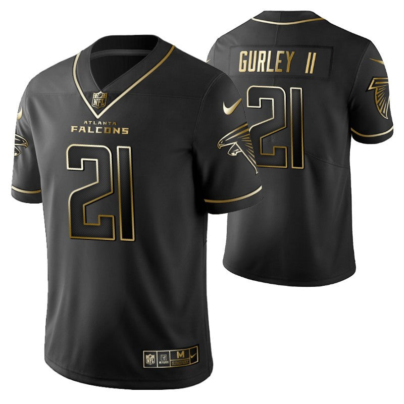 Atlanta Falcons Todd Gurley 21 2021 Nfl Golden Brandedition Black Jersey Gift For Falcons Fans