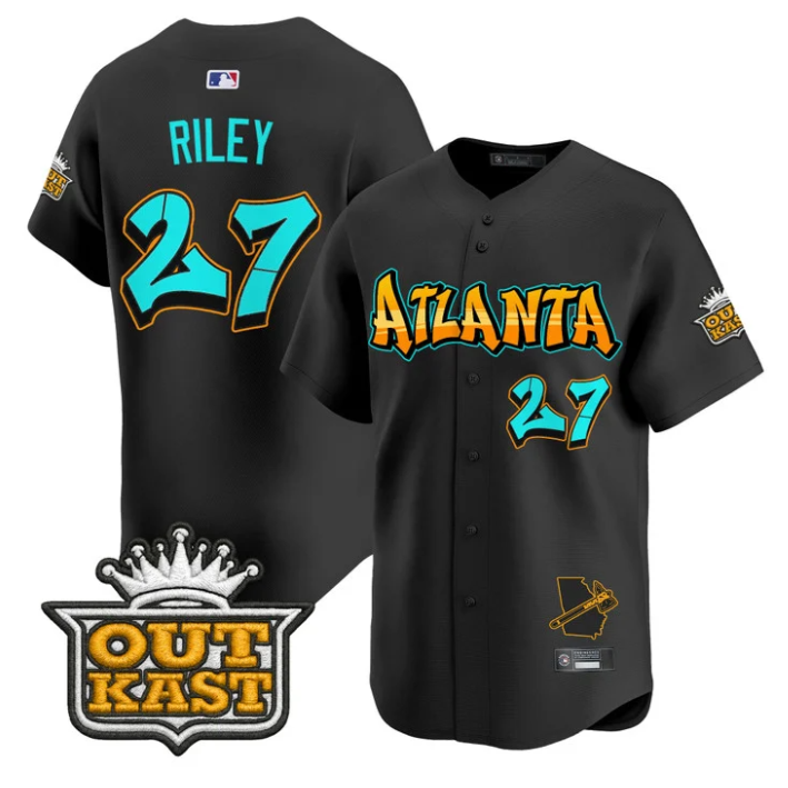 Austin Riley Jersey #27 Atlanta Braves Graffiti A-Town Edition Stitched Black