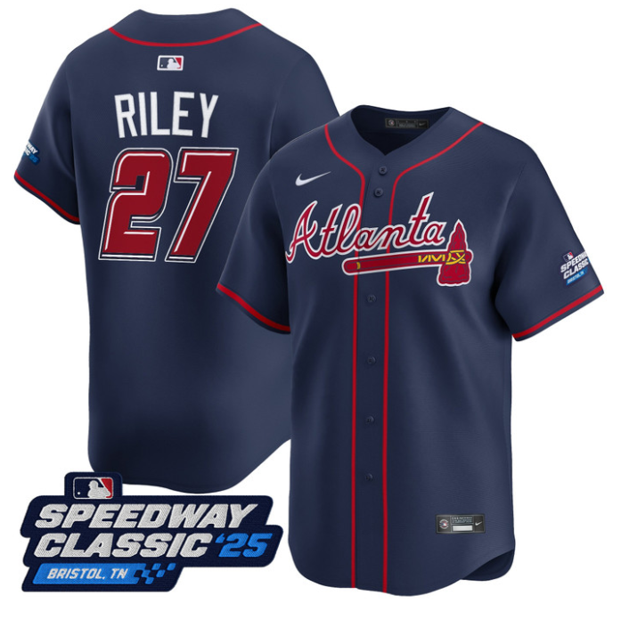 Austin Riley Jersey #27 Atlanta Braves Speedway Classic Stitched Navy