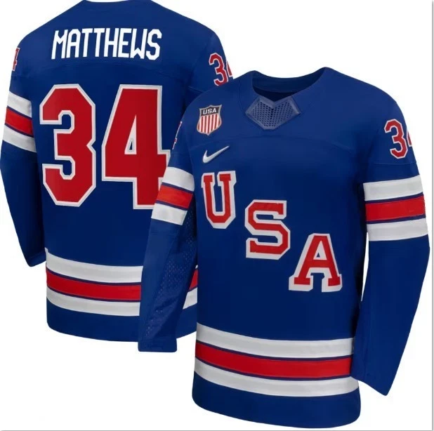 Auston Matthews Jersey Team USA Winter Olympics 2026 Hockey Premium STITCHED Blu