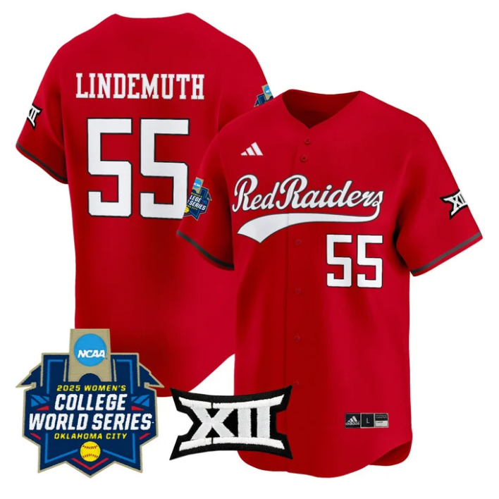 Bailey Lindemuth Jersey #55 Texas Tech Softball 2025 World Series Stitched Red