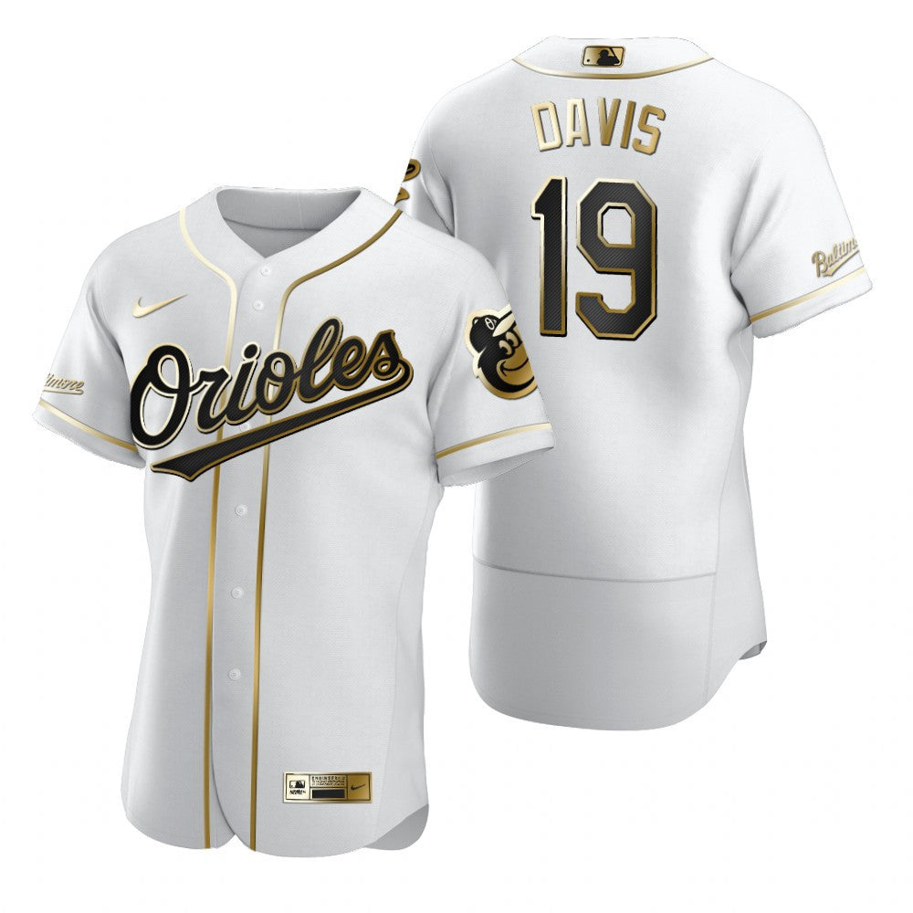 Baltimore Orioles 19 Chris Davis Mlb Golden Brandedition White Jersey Gift For Orioles Fans
