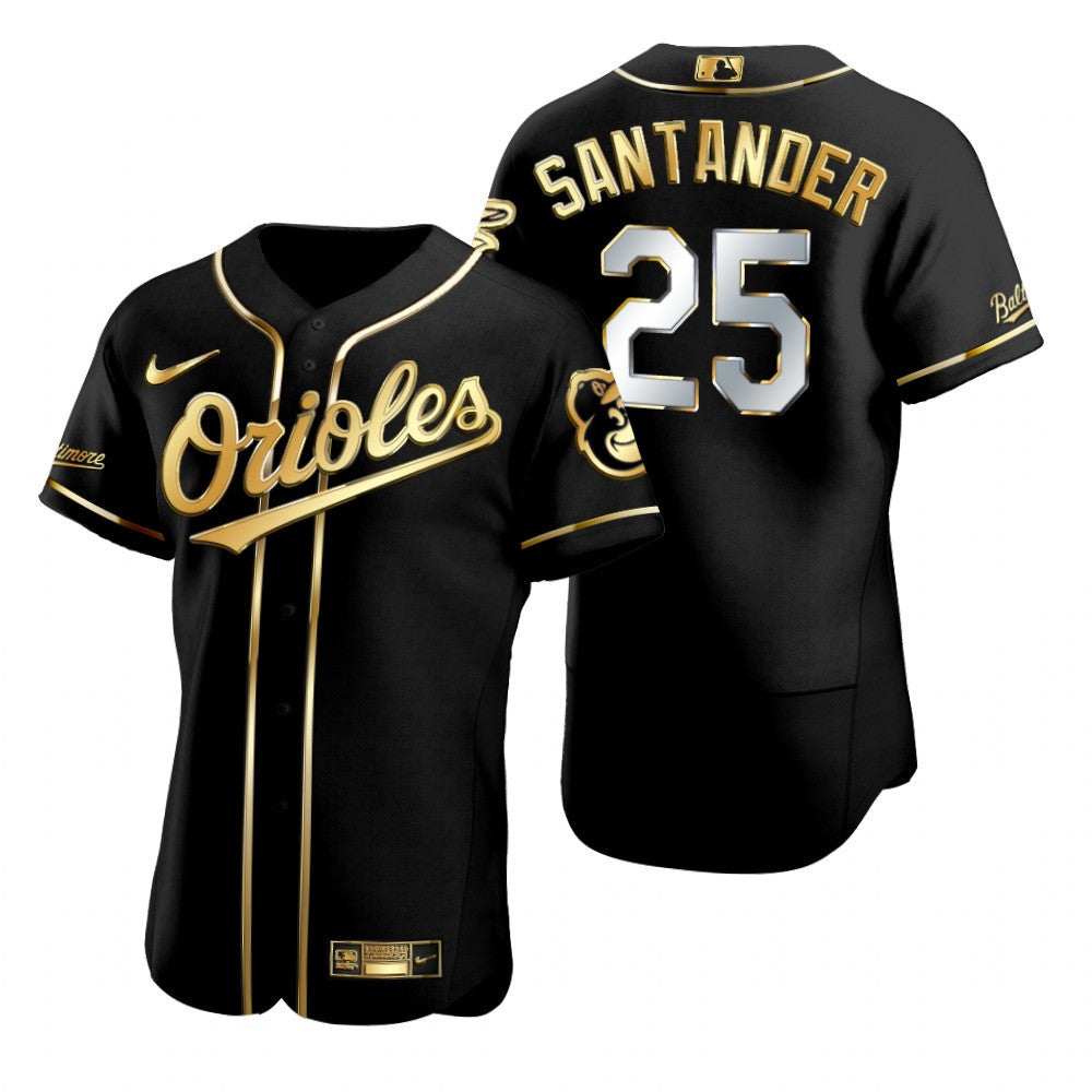 Baltimore Orioles 25 Anthony Santander Mlb Golden Brandedition Black Jersey Gift For Orioles Fans